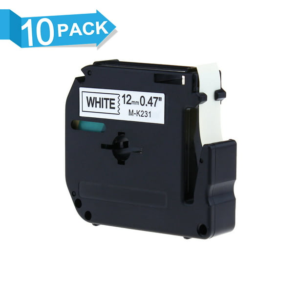 Black on White Label Tape Compatible for Brother M231 MK231 P-touch PT65 1/2''